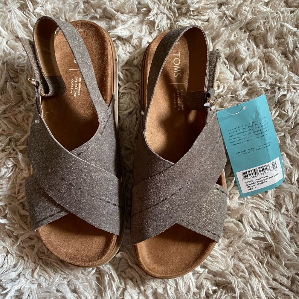 TOMS Marisa sandals size 8 dusty gold
